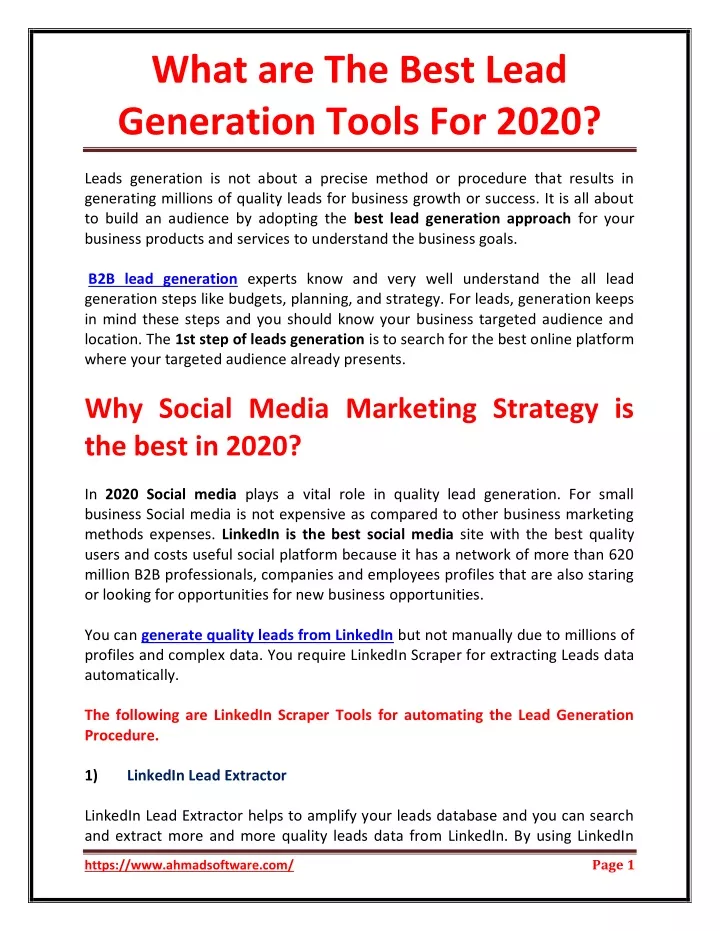 what are the best lead generation tools for 2020