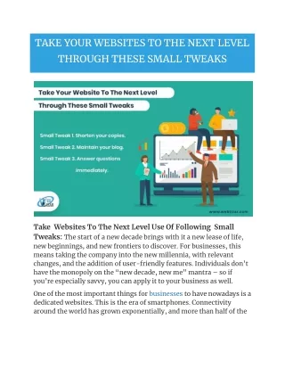 TAKE YOUR WEBSITES TO THE NEXT LEVEL THROUGH THESE SMALL TWEAKS
