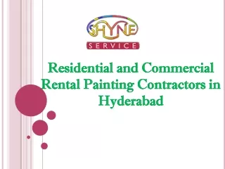 Residential and Commercial Rental Painting Contractors in Hyderabad