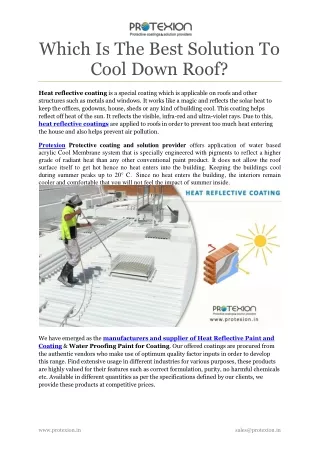 Which Is The Best Solution To Cool Down Roof?