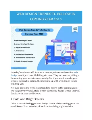 WEB DESIGN TRENDS TO FOLLOW IN COMING YEAR 2020