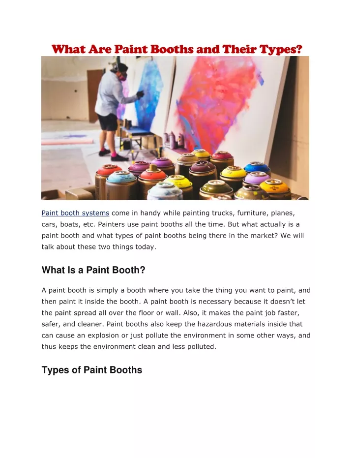 what are paint booths and their types