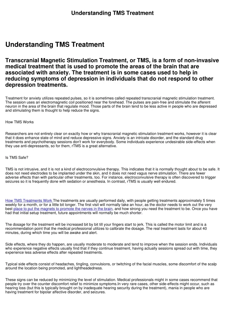 understanding tms treatment