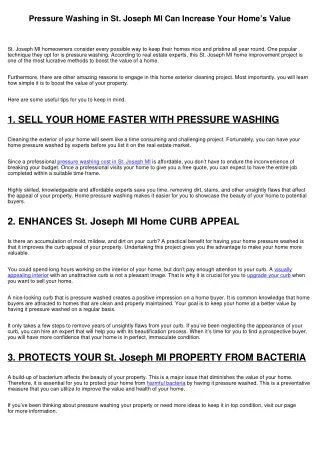 Pressure Washing in St. Joseph MI Can Increase Your Home’s Value