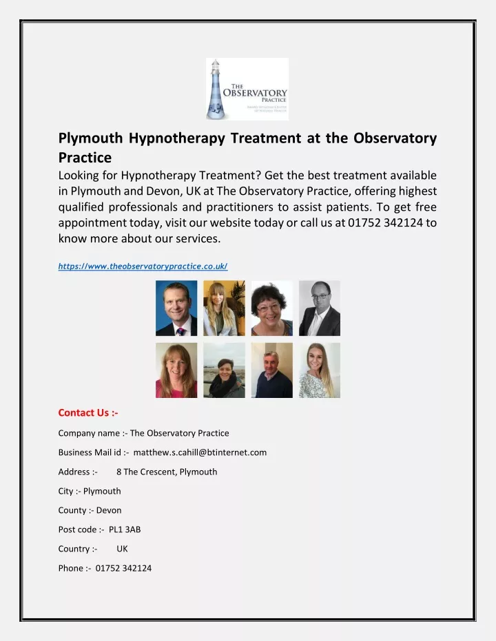 plymouth hypnotherapy treatment