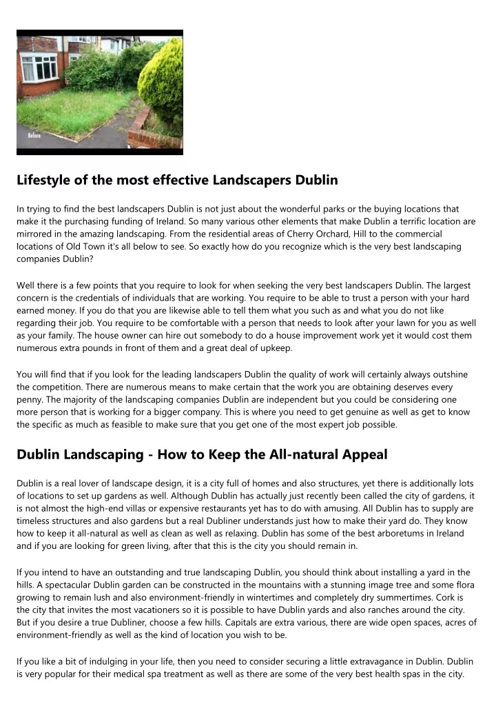 lifestyle of the most effective landscapers dublin