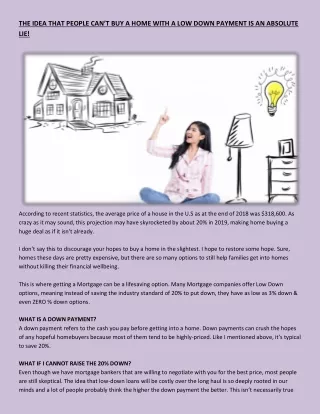 the idea that people can t buy a home with