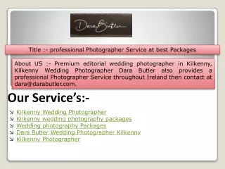 professional Photographer Service at best Packages
