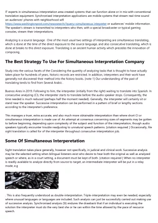 Simultaneous Interperetation - The Facts