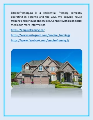 House Framing Toronto - Empireframing.ca