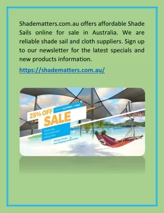 Ready Made Shade Sails for Sale - Shadematters.com.au