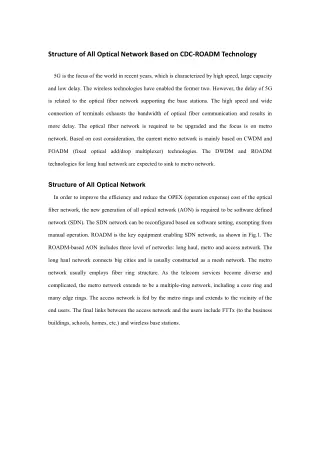 Structure of All Optical Network Based on CDC-ROADM Technology
