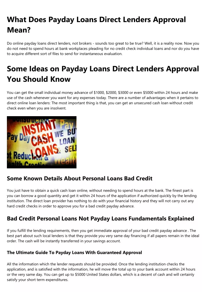 what does payday loans direct lenders approval