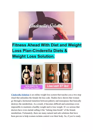 Fitness Ahead With Diet and Weight Loss Plan-Cinderella Diets & Weight Loss Solution.