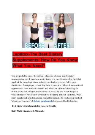 Leptitox-The Best Dietary Supplements: How Do You Know What You Need?