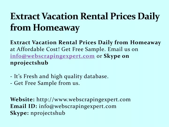 extract vacation rental prices daily from homeaway