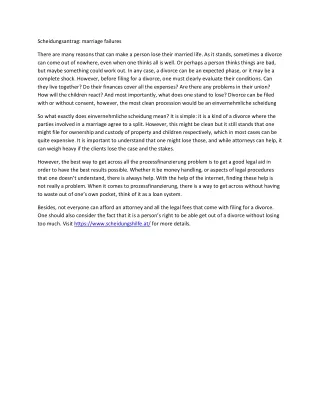 scheidungsantrag marriage failures