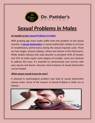 Sexual Problems in Males