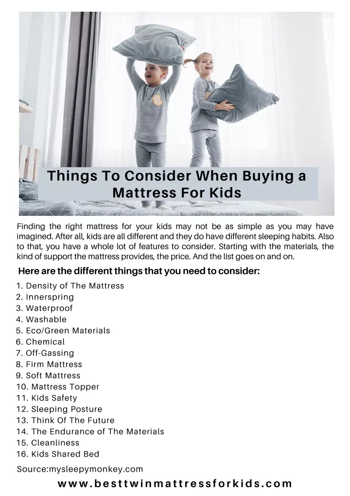 things to consider when buying a mattress for kids