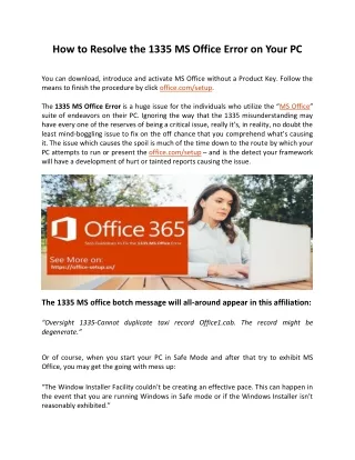 How to Resolve 1335 MS Office Error on Your PC - Office.com/setup