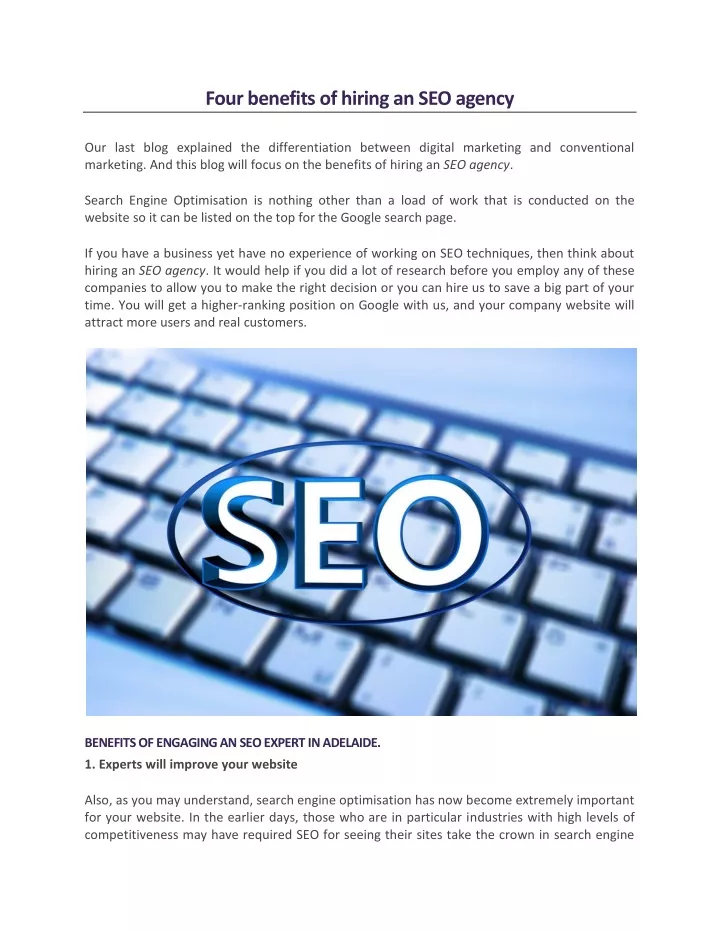 four benefits of hiring an seo agency our last