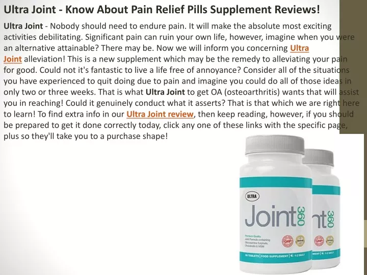 ultra joint know about pain relief pills