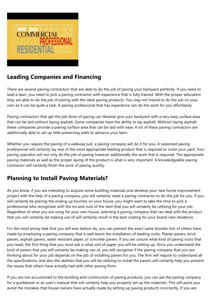 leading companies and financing