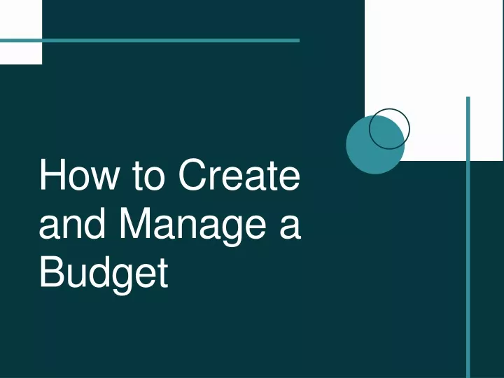 how to create and manage a budget