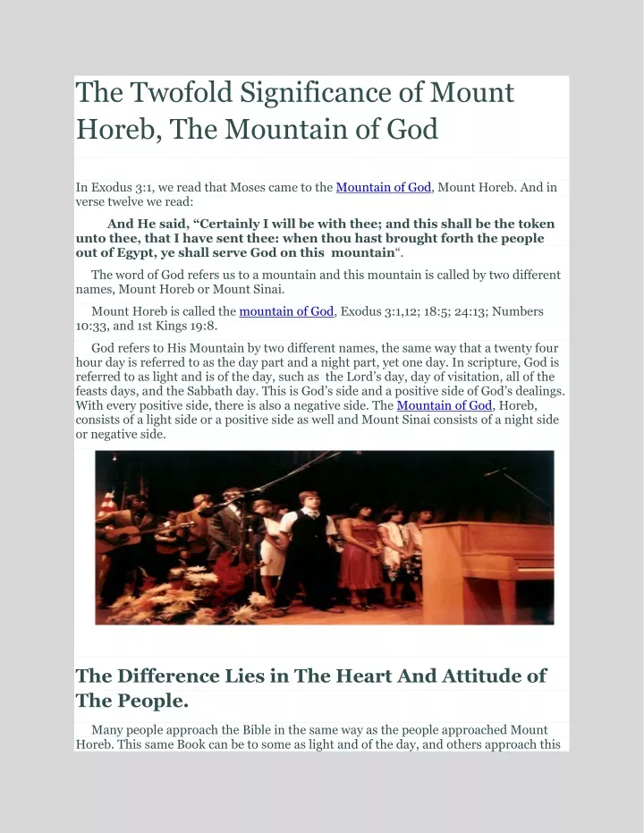 the twofold significance of mount horeb