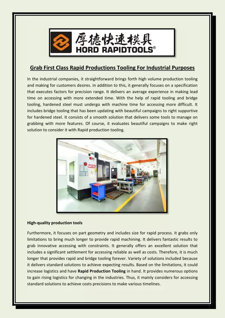 grab first class rapid productions tooling