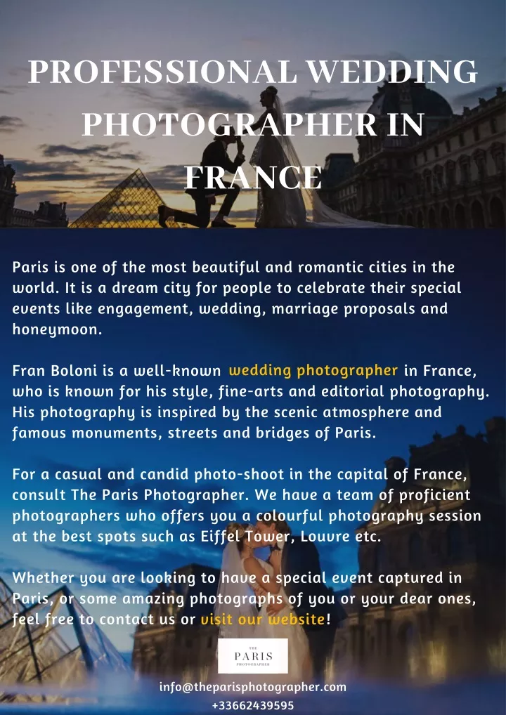 professional wedding photographer in france