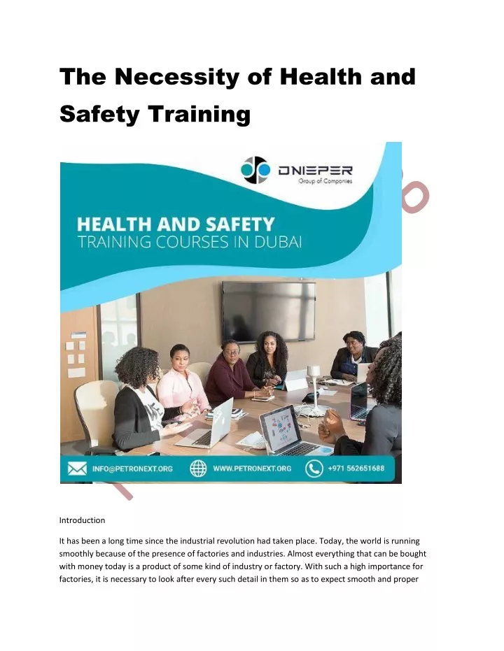the necessity of health and safety training
