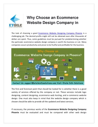 Why Choose an Ecommerce Website Design Company in Phoenix
