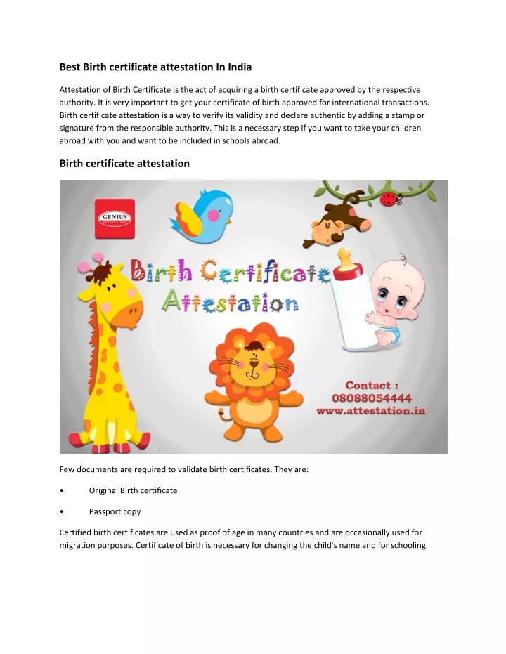 best birth certificate attestation in india