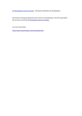 IOT Development Service Providers - Lift Business With Best IOT Development