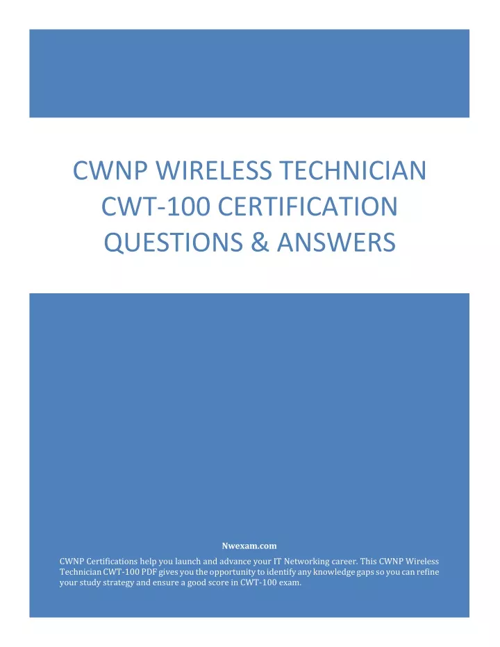 cwnp wireless technician cwt 100 certification