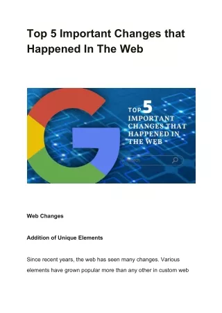 Top 5 Important Changes that Happened In The Web