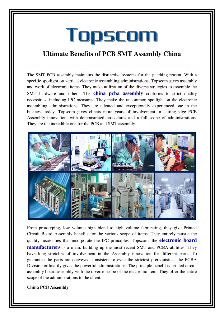 ultimate benefits of pcb smt assembly china
