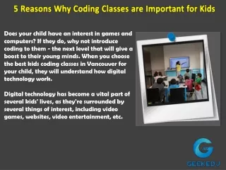 5 Reasons Why Coding Classes are Important for Kids