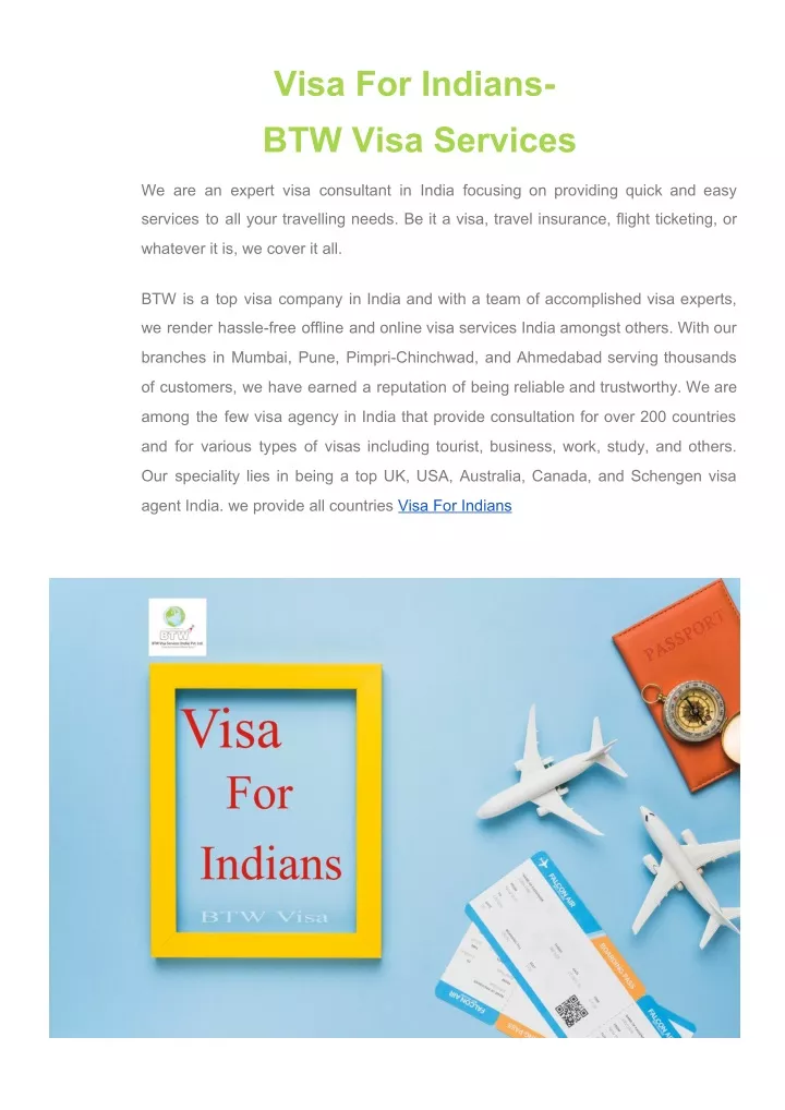visa for indians btw visa services