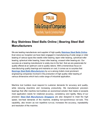 Buy Stainless Steel Balls Online | Bearing Steel Ball Manufacturers