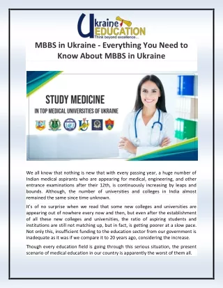 MBBS in Ukraine - Everything You Need to Know About MBBS in Ukraine