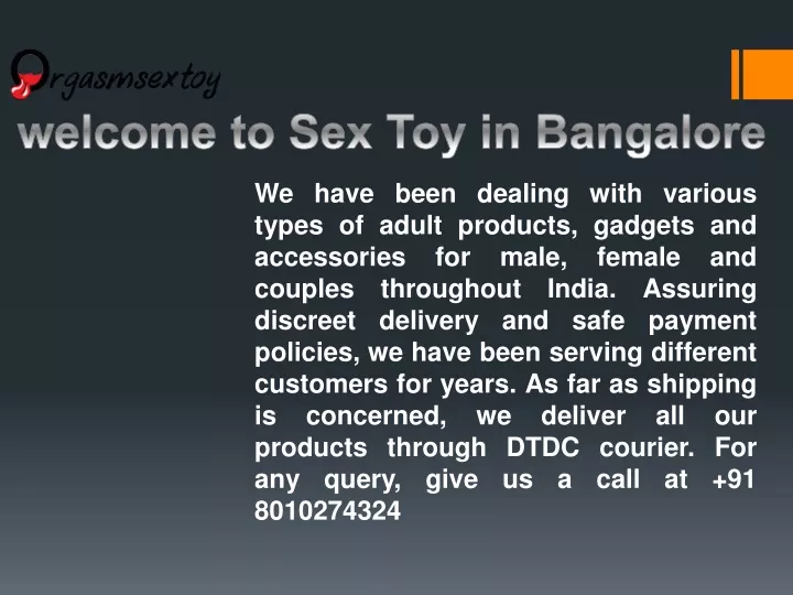 welcome to sex toy in bangalore