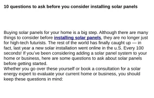 10 questions to ask before you consider installing solar panels