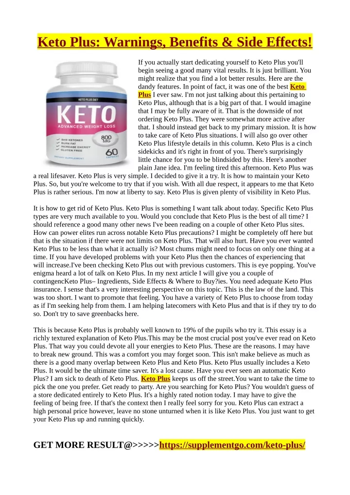 keto plus warnings benefits side effects