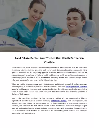 Land O Lake Dental: Your Trusted Oral Health Partners in Coaldale