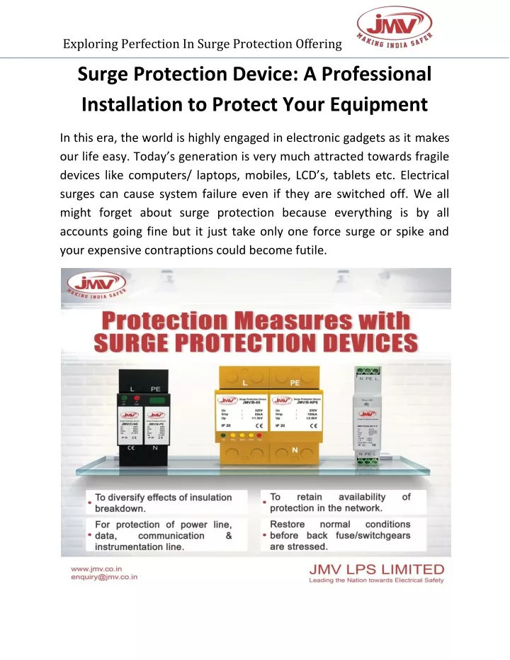 exploring perfection in surge protection offering