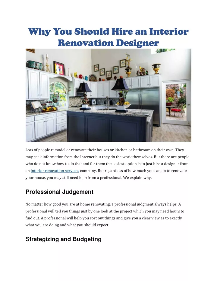 why you should hire an interior renovation