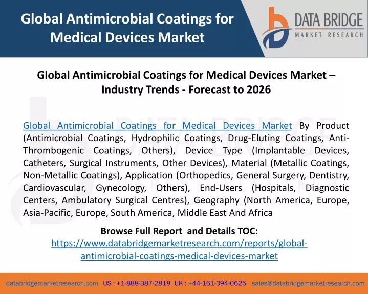 global antimicrobial coatings for medical devices