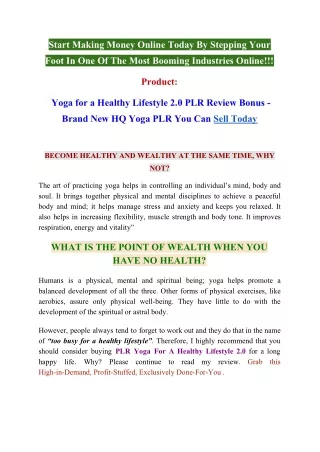 Yoga is a healthy and wealthy life style 2.0